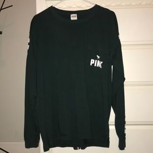 Dark green Pink long sleeve T-shirt